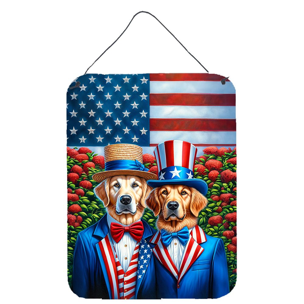 NEW All American Golden Retriever Wall or Door Hanging Prints Aluminum Metal Sign Kitchen Wall Bar Bathroom Plaque Home Decor Front Door Plaque, 12x16, Multicolor