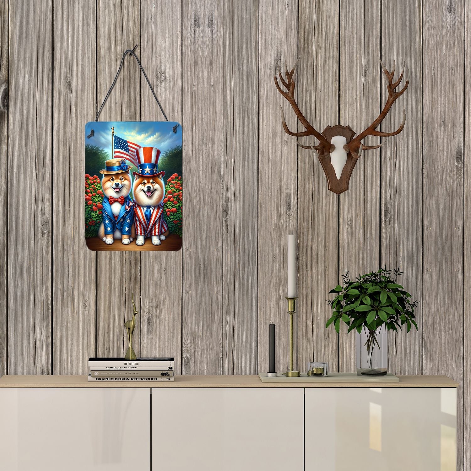 NEW All American Finnish Spitz Wall or Door Hanging Prints Aluminum Metal Sign Kitchen Wall Bar Bathroom Plaque Home Decor Front Door Plaque, 12x16, Multicolor