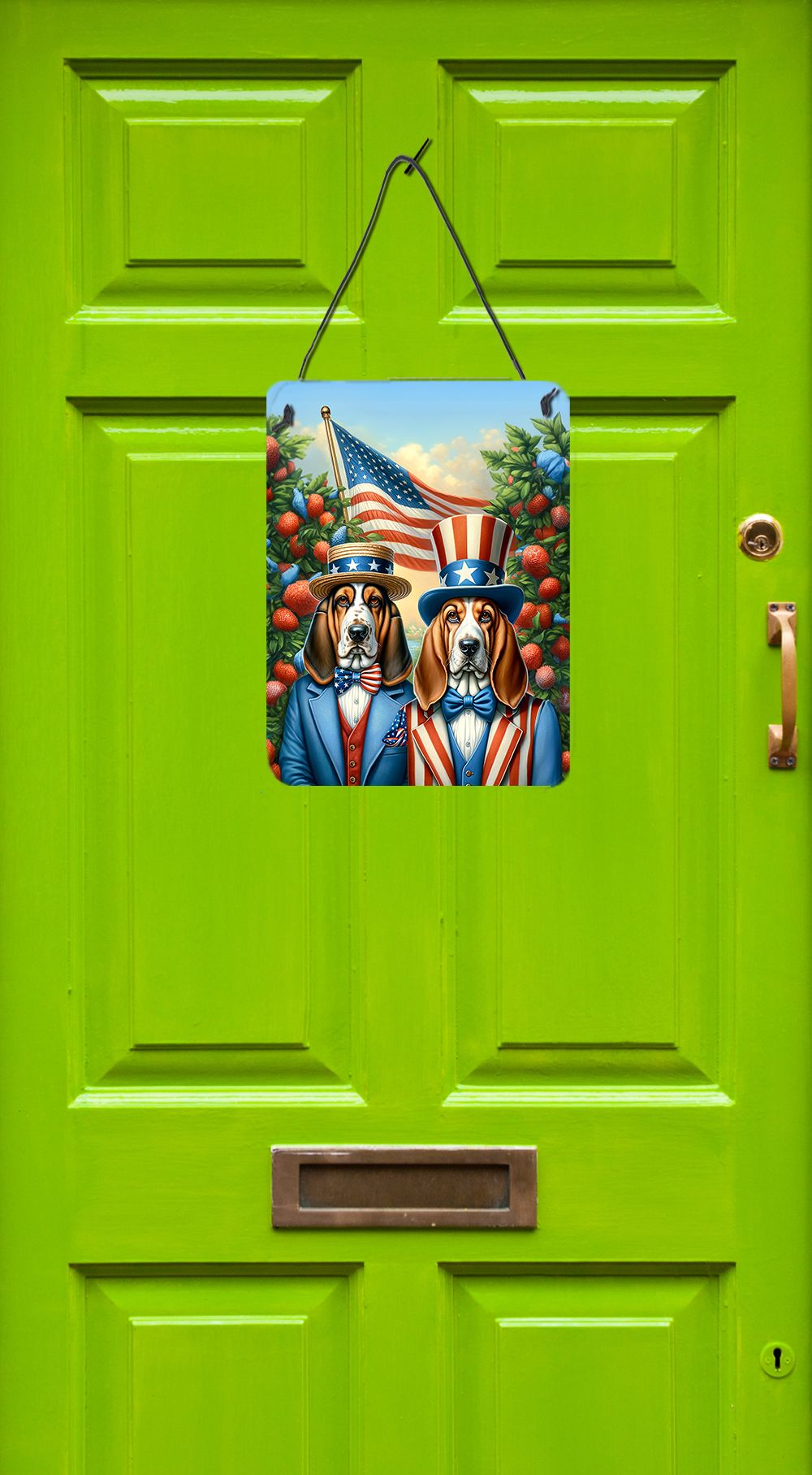 NEW All American Basset Hound Wall or Door Hanging Prints Aluminum Metal Sign Kitchen Wall Bar Bathroom Plaque Home Decor Front Door Plaque, 12x16, Multicolor