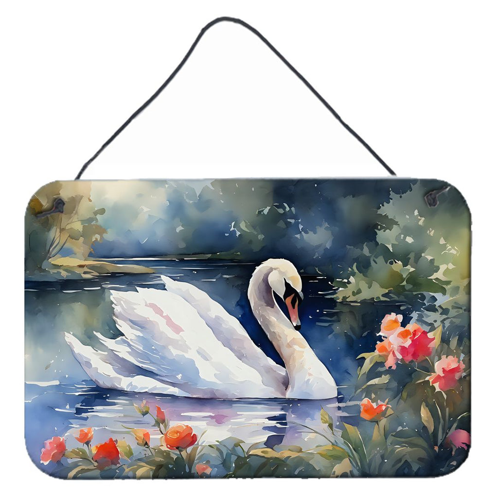 NEW Swan Wall or Door Hanging Prints Aluminum Metal Sign Kitchen Wall Bar Bathroom Plaque Home Decor, 8HX12W, Multicolor