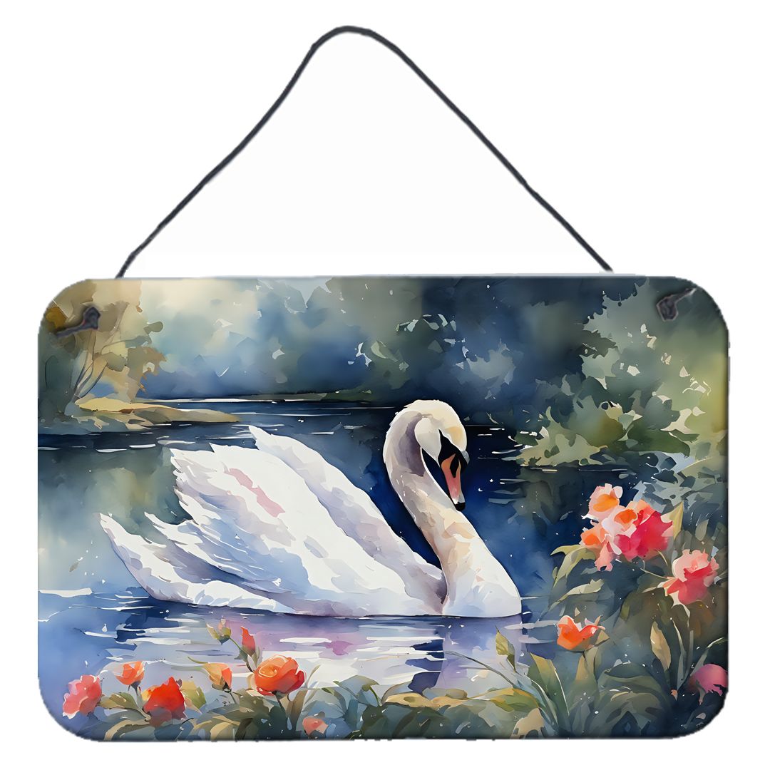 NEW Swan Wall or Door Hanging Prints Aluminum Metal Sign Kitchen Wall Bar Bathroom Plaque Home Decor, 8HX12W, Multicolor
