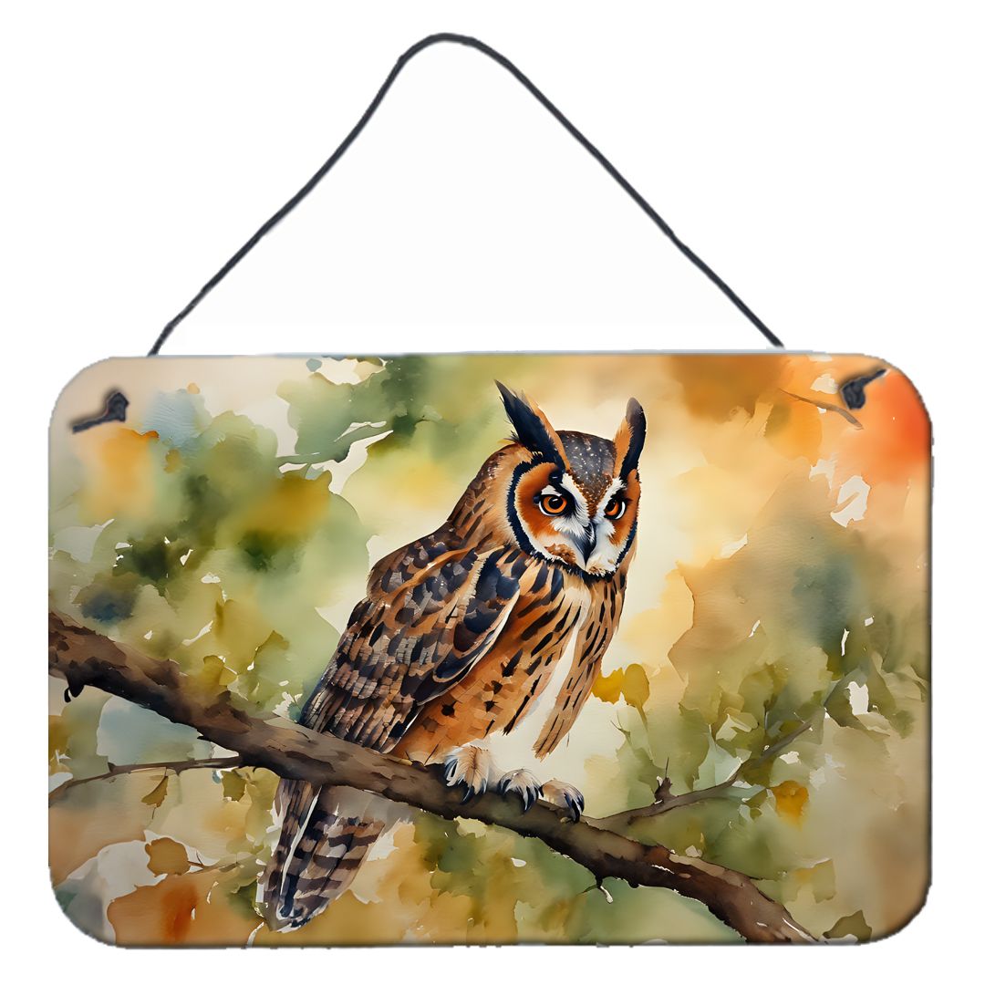 NEW Long-Eared Owl Wall or Door Hanging Prints Aluminum Metal Sign Kitchen Wall Bar Bathroom Plaque Home Decor, 8HX12W, Multicolor