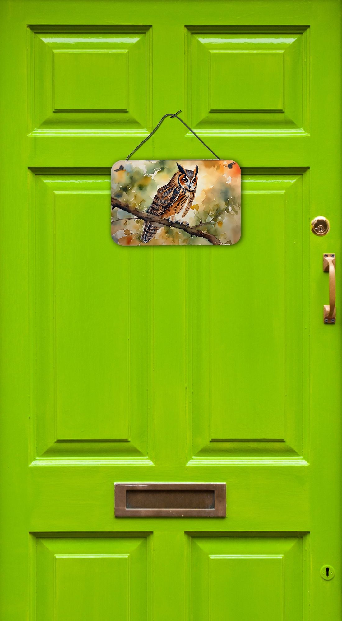 NEW Long-Eared Owl Wall or Door Hanging Prints Aluminum Metal Sign Kitchen Wall Bar Bathroom Plaque Home Decor, 8HX12W, Multicolor