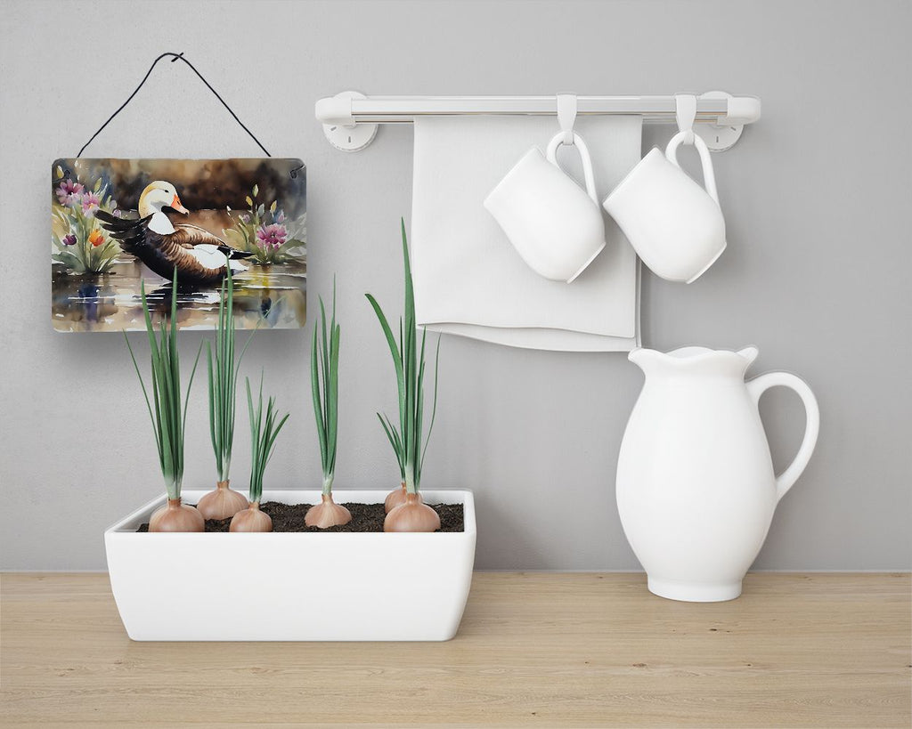 NEW Common Eider Duck Wall or Door Hanging Prints Aluminum Metal Sign Kitchen Wall Bar Bathroom Plaque Home Decor, 8HX12W, Multicolor