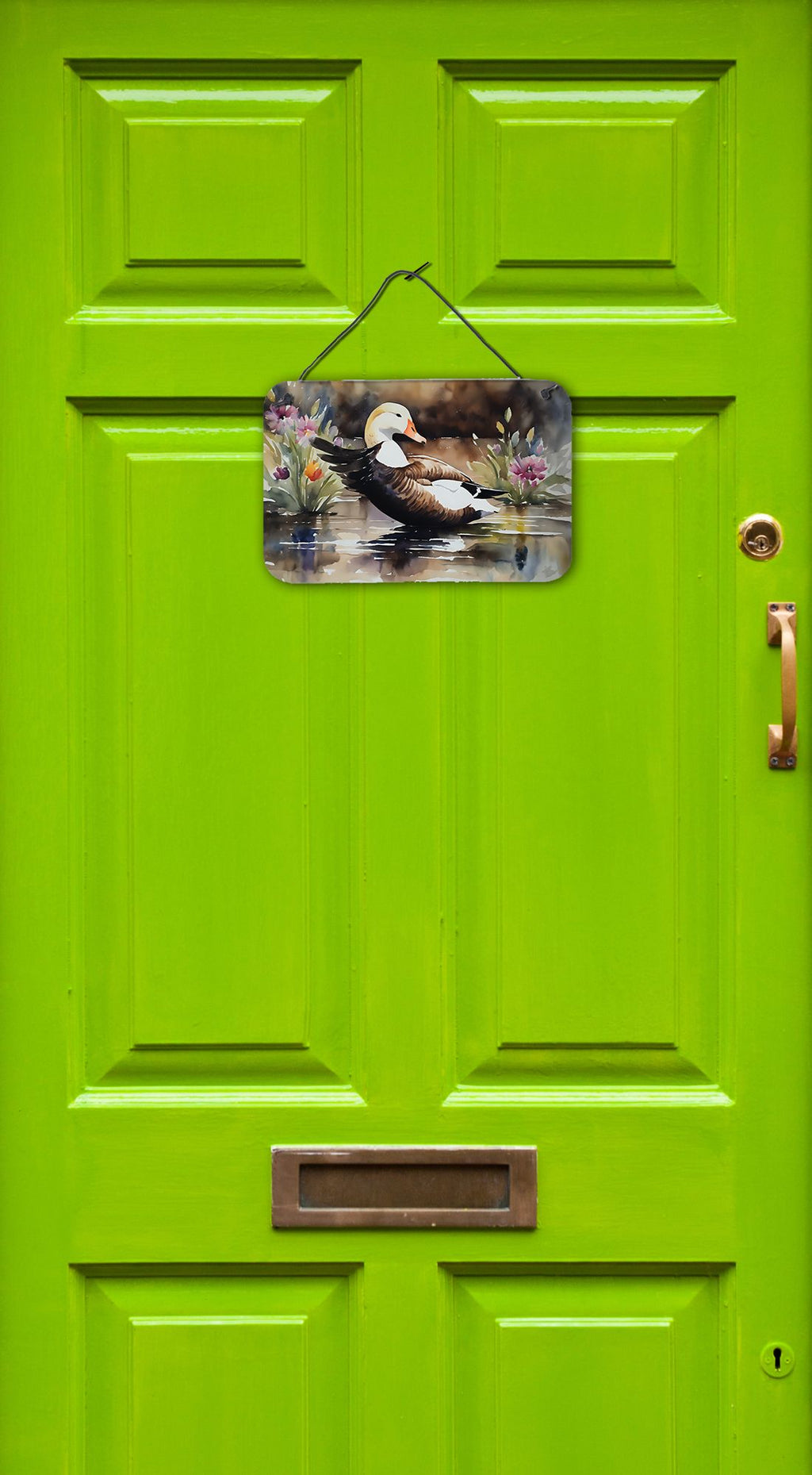 NEW Common Eider Duck Wall or Door Hanging Prints Aluminum Metal Sign Kitchen Wall Bar Bathroom Plaque Home Decor, 8HX12W, Multicolor