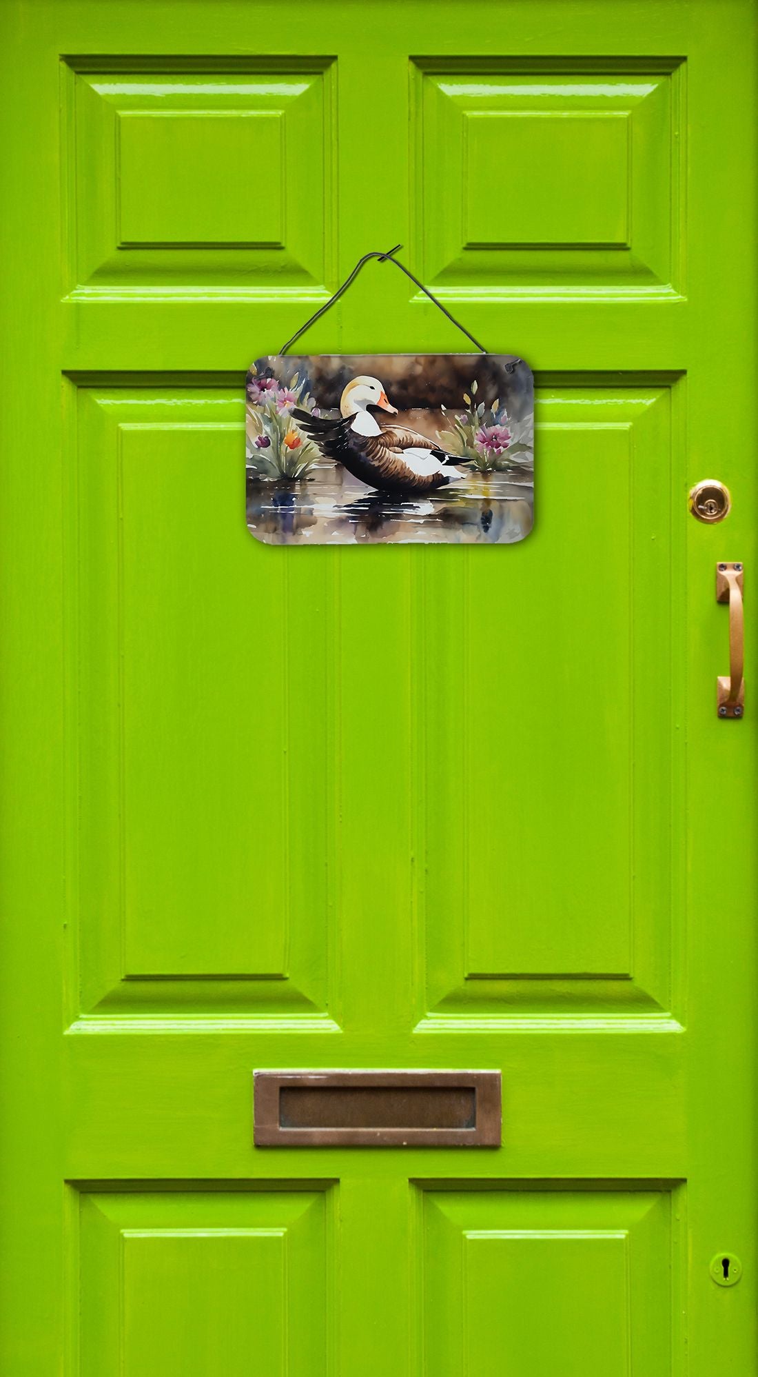 NEW Common Eider Duck Wall or Door Hanging Prints Aluminum Metal Sign Kitchen Wall Bar Bathroom Plaque Home Decor, 8HX12W, Multicolor
