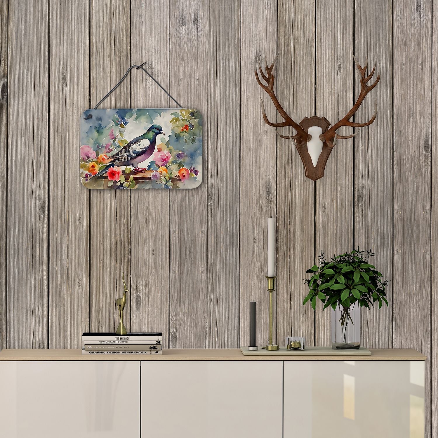 NEW Pigeon Wall or Door Hanging Prints Aluminum Metal Sign Kitchen Wall Bar Bathroom Plaque Home Decor, 8HX12W, Multicolor