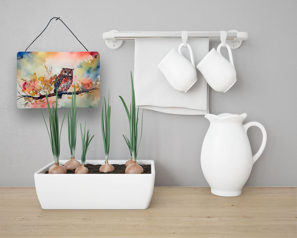 NEW Elf Owl Wall or Door Hanging Prints Aluminum Metal Sign Kitchen Wall Bar Bathroom Plaque Home Decor, 8HX12W, Multicolor