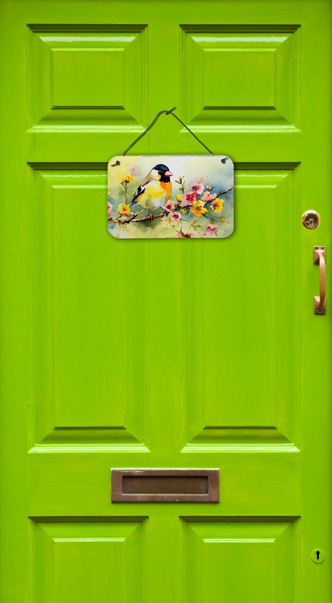 NEW Goldfinch Wall or Door Hanging Prints Aluminum Metal Sign Kitchen Wall Bar Bathroom Plaque Home Decor, 8HX12W, Multicolor