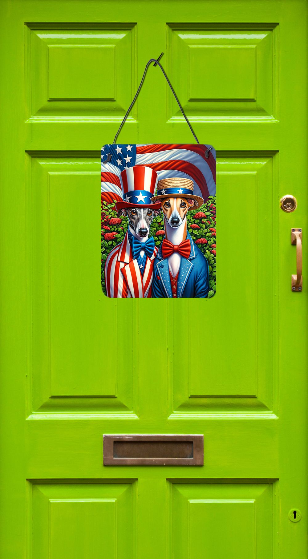 NEW All American Greyhound Wall or Door Hanging Prints Aluminum Metal Sign Kitchen Wall Bar Bathroom Plaque Home Decor Front Door Plaque, 12x16, Multicolor