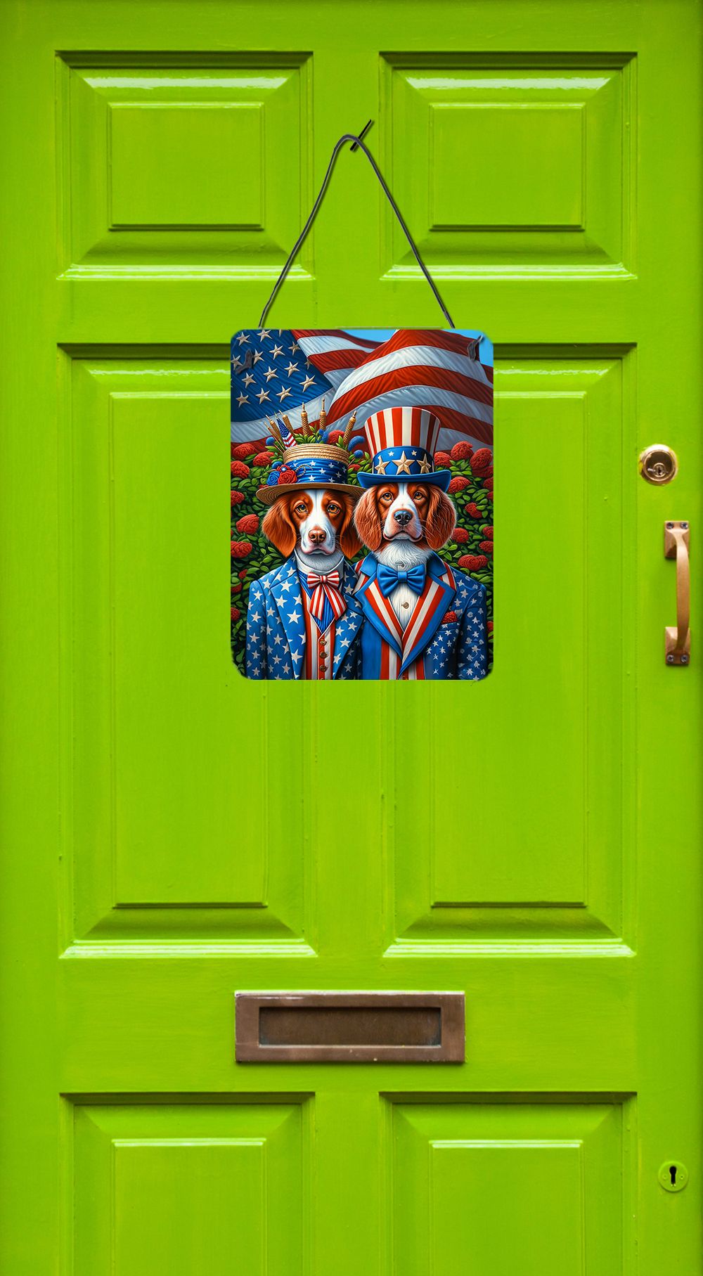 NEW All American Brittany Wall or Door Hanging Prints Aluminum Metal Sign Kitchen Wall Bar Bathroom Plaque Home Decor Front Door Plaque, 12x16, Multicolor