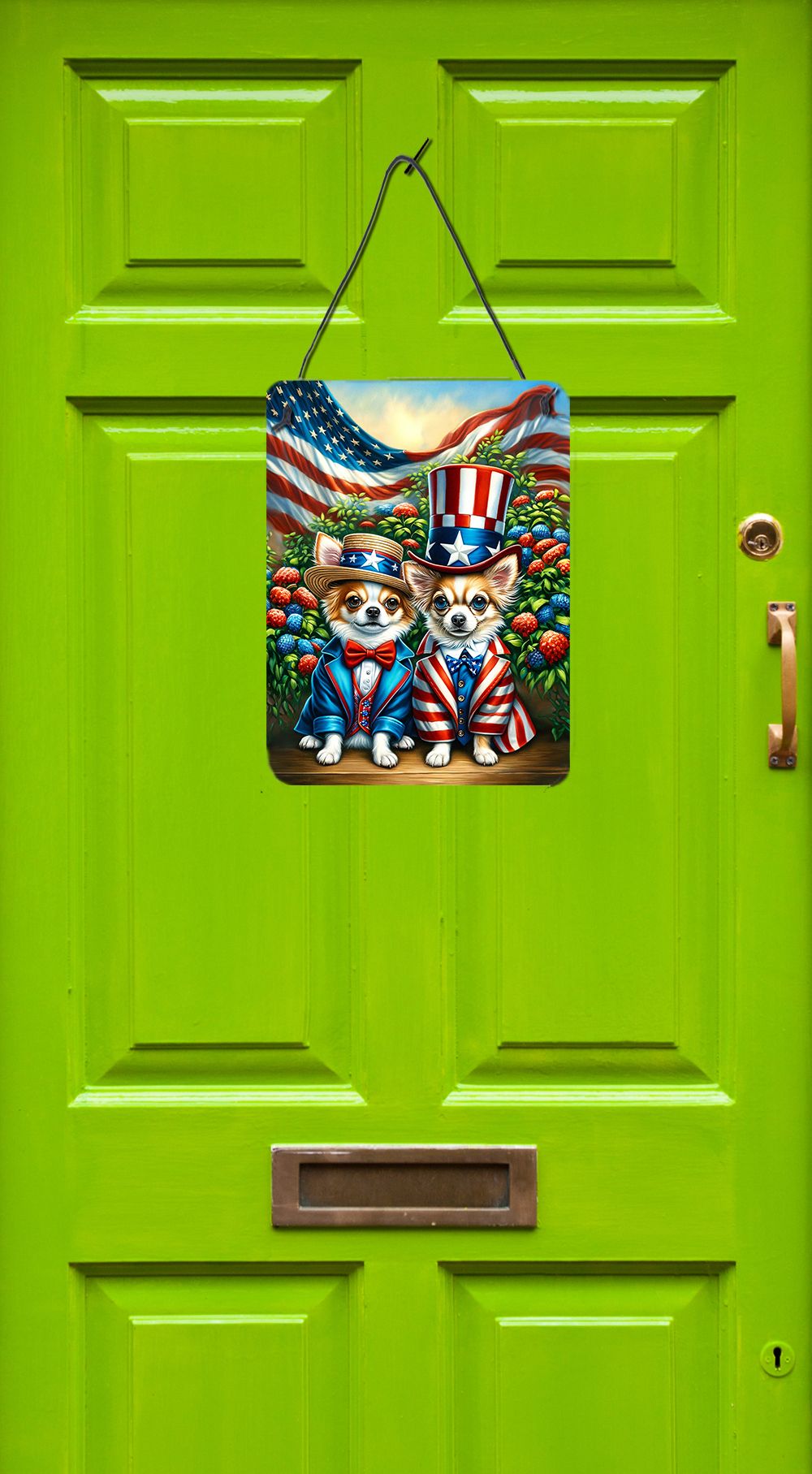 NEW All American Chihuahua Wall or Door Hanging Prints Aluminum Metal Sign Kitchen Wall Bar Bathroom Plaque Home Decor Front Door Plaque, 12x16, Multicolor
