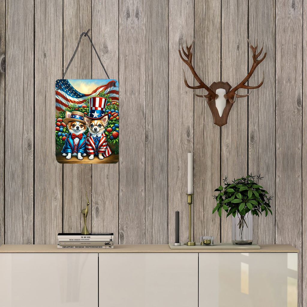 NEW All American Chihuahua Wall or Door Hanging Prints Aluminum Metal Sign Kitchen Wall Bar Bathroom Plaque Home Decor Front Door Plaque, 12x16, Multicolor