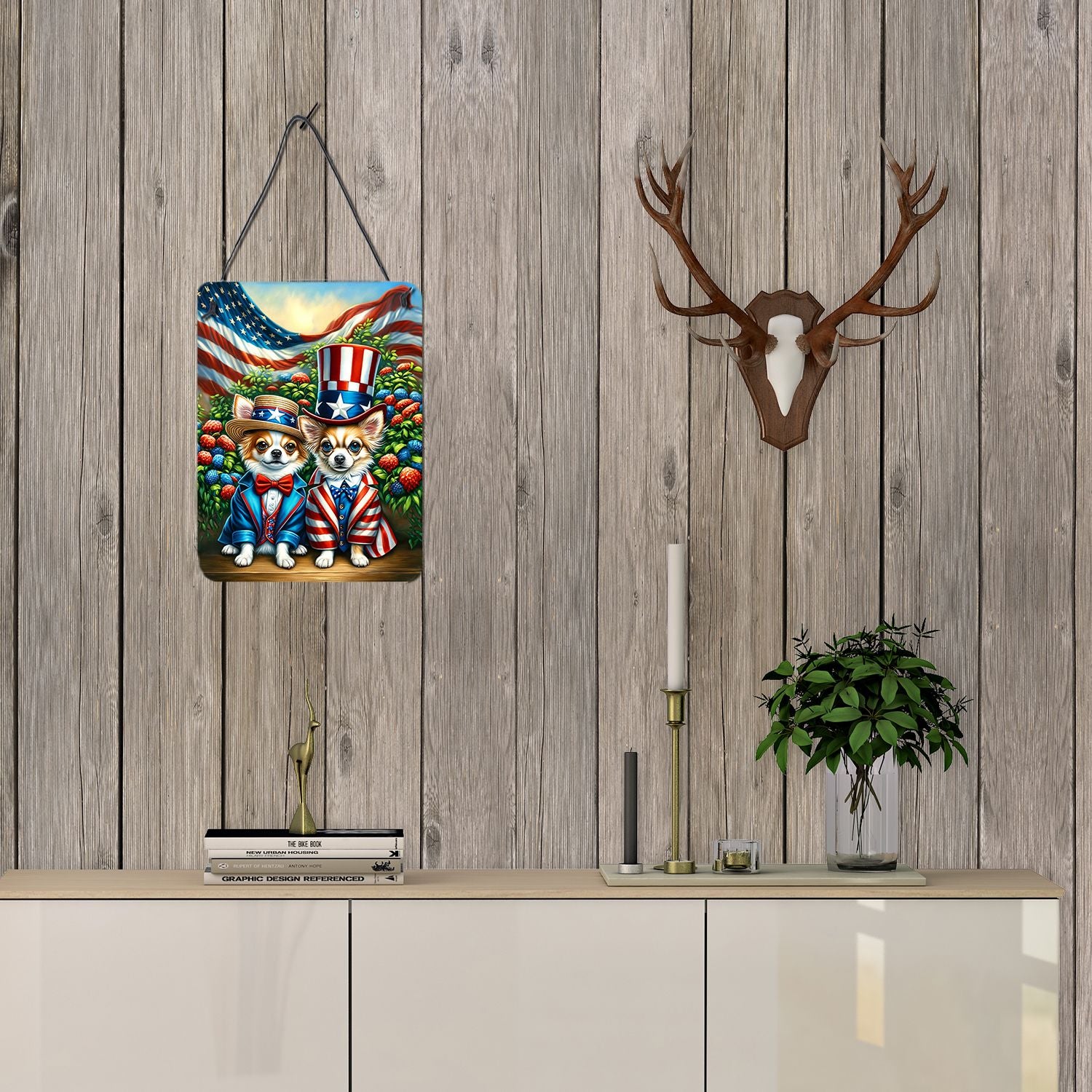 NEW All American Chihuahua Wall or Door Hanging Prints Aluminum Metal Sign Kitchen Wall Bar Bathroom Plaque Home Decor Front Door Plaque, 12x16, Multicolor