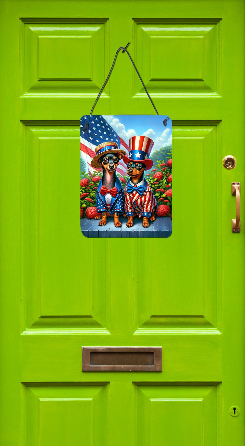 NEW All American Miniature Pinscher Wall or Door Hanging Prints Aluminum Metal Sign Kitchen Wall Bar Bathroom Plaque Home Decor Front Door Plaque, 12x16, Multicolor