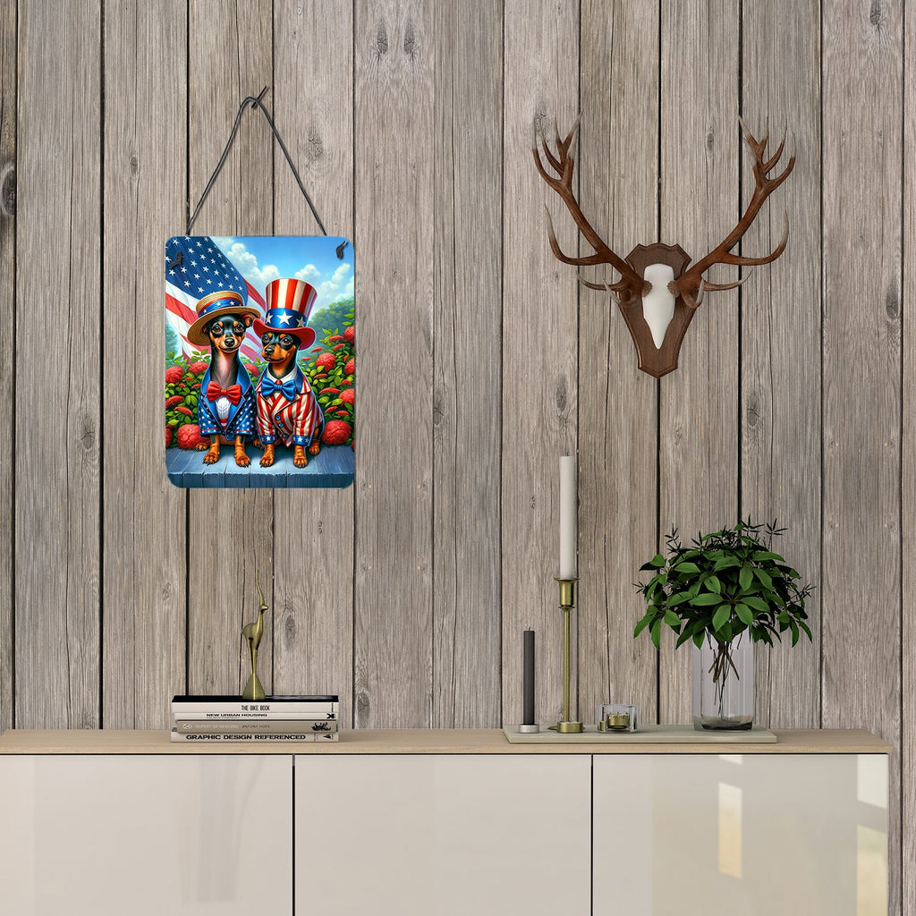 NEW All American Miniature Pinscher Wall or Door Hanging Prints Aluminum Metal Sign Kitchen Wall Bar Bathroom Plaque Home Decor Front Door Plaque, 12x16, Multicolor