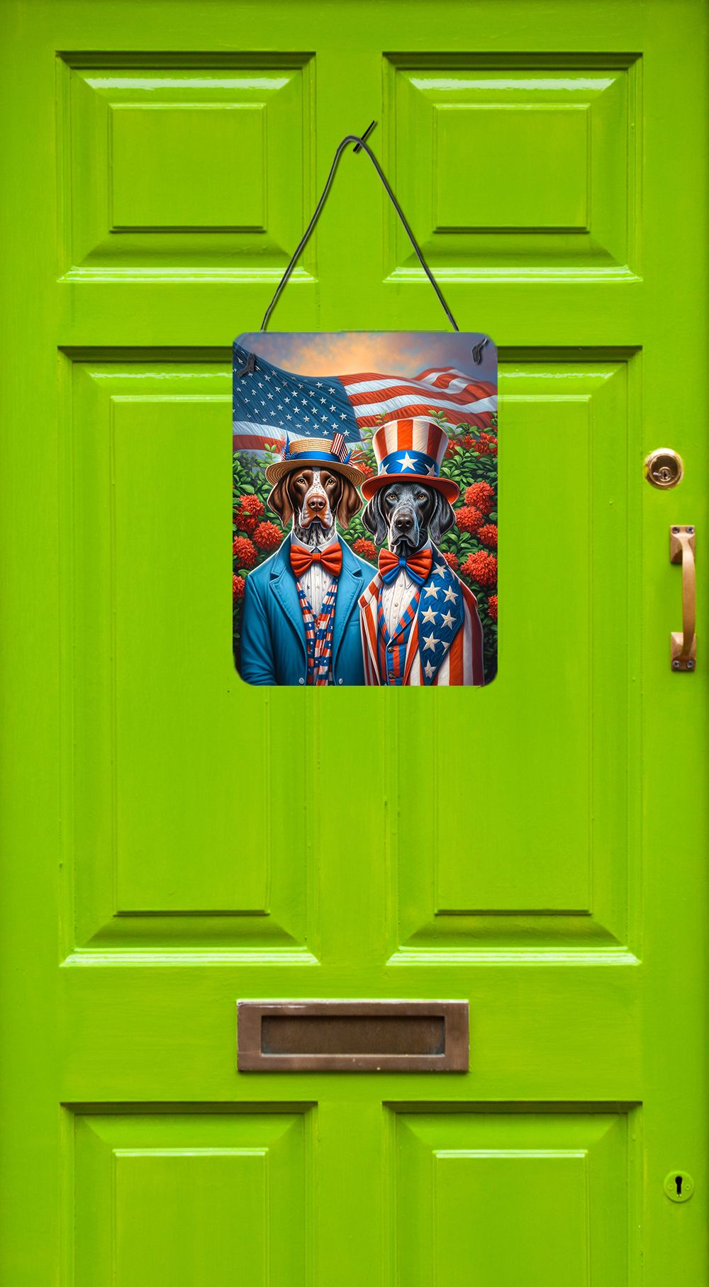 NEW All American Pointer Wall or Door Hanging Prints Aluminum Metal Sign Kitchen Wall Bar Bathroom Plaque Home Decor Front Door Plaque, 12x16, Multicolor