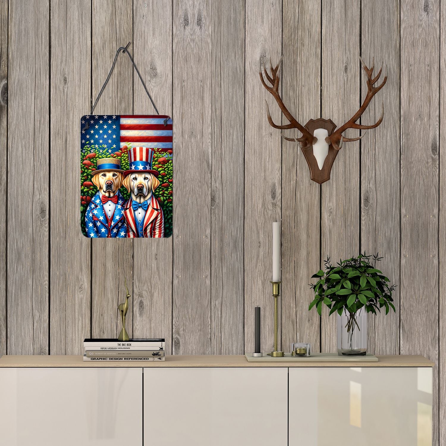 NEW All American Labrador Retriever Wall or Door Hanging Prints Aluminum Metal Sign Kitchen Wall Bar Bathroom Plaque Home Decor Front Door Plaque, 12x16, Multicolor