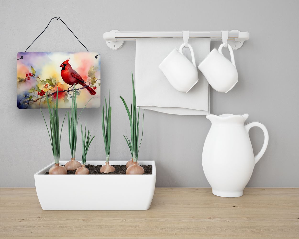 NEW Cardinal Wall or Door Hanging Prints Aluminum Metal Sign Kitchen Wall Bar Bathroom Plaque Home Decor, 8HX12W, Multicolor