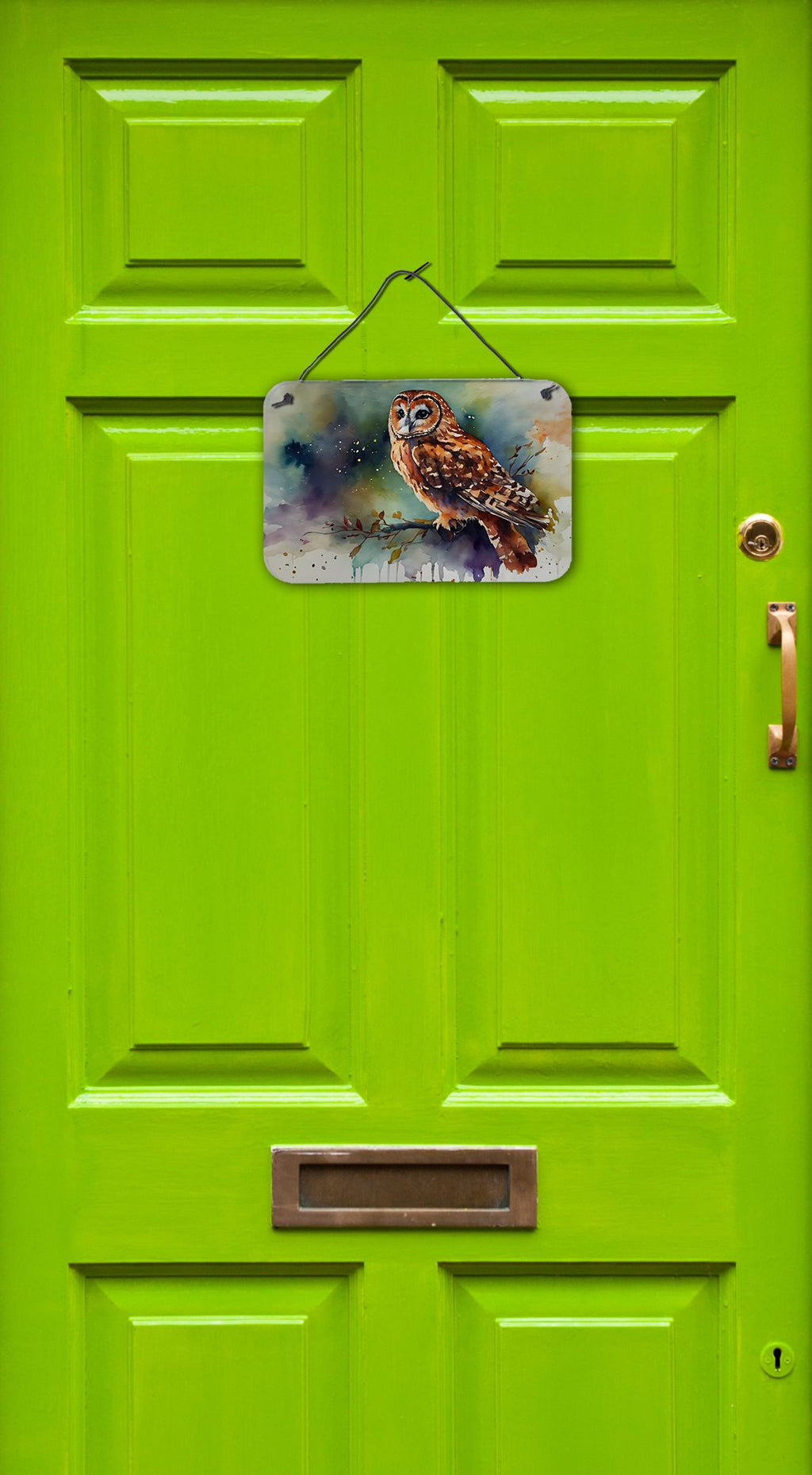 NEW Tawny Owl Wall or Door Hanging Prints Aluminum Metal Sign Kitchen Wall Bar Bathroom Plaque Home Decor, 8HX12W, Multicolor