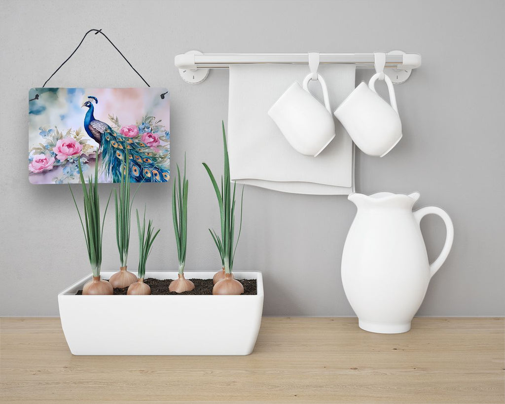 NEW Peacock Wall or Door Hanging Prints Aluminum Metal Sign Kitchen Wall Bar Bathroom Plaque Home Decor, 8HX12W, Multicolor