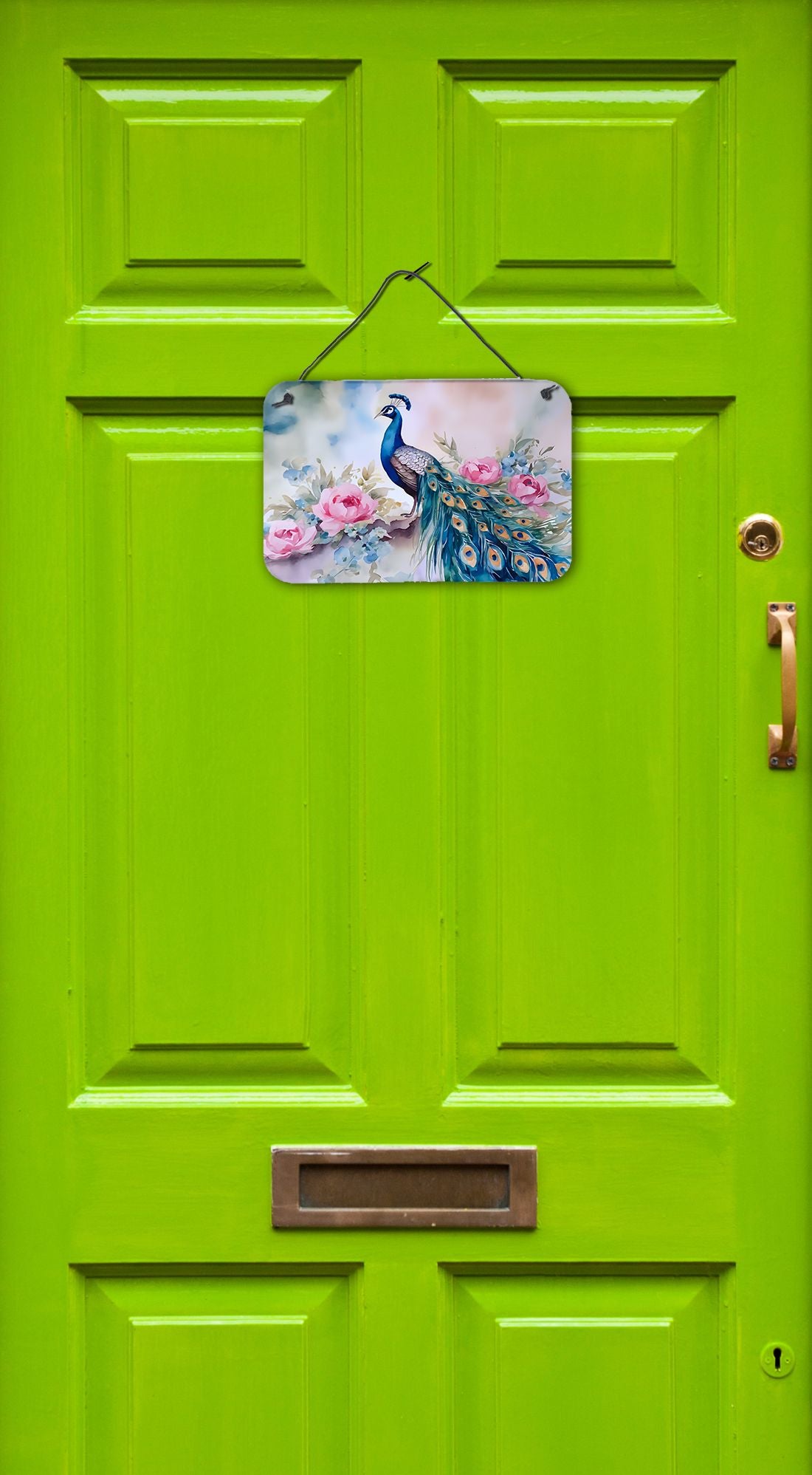 NEW Peacock Wall or Door Hanging Prints Aluminum Metal Sign Kitchen Wall Bar Bathroom Plaque Home Decor, 8HX12W, Multicolor