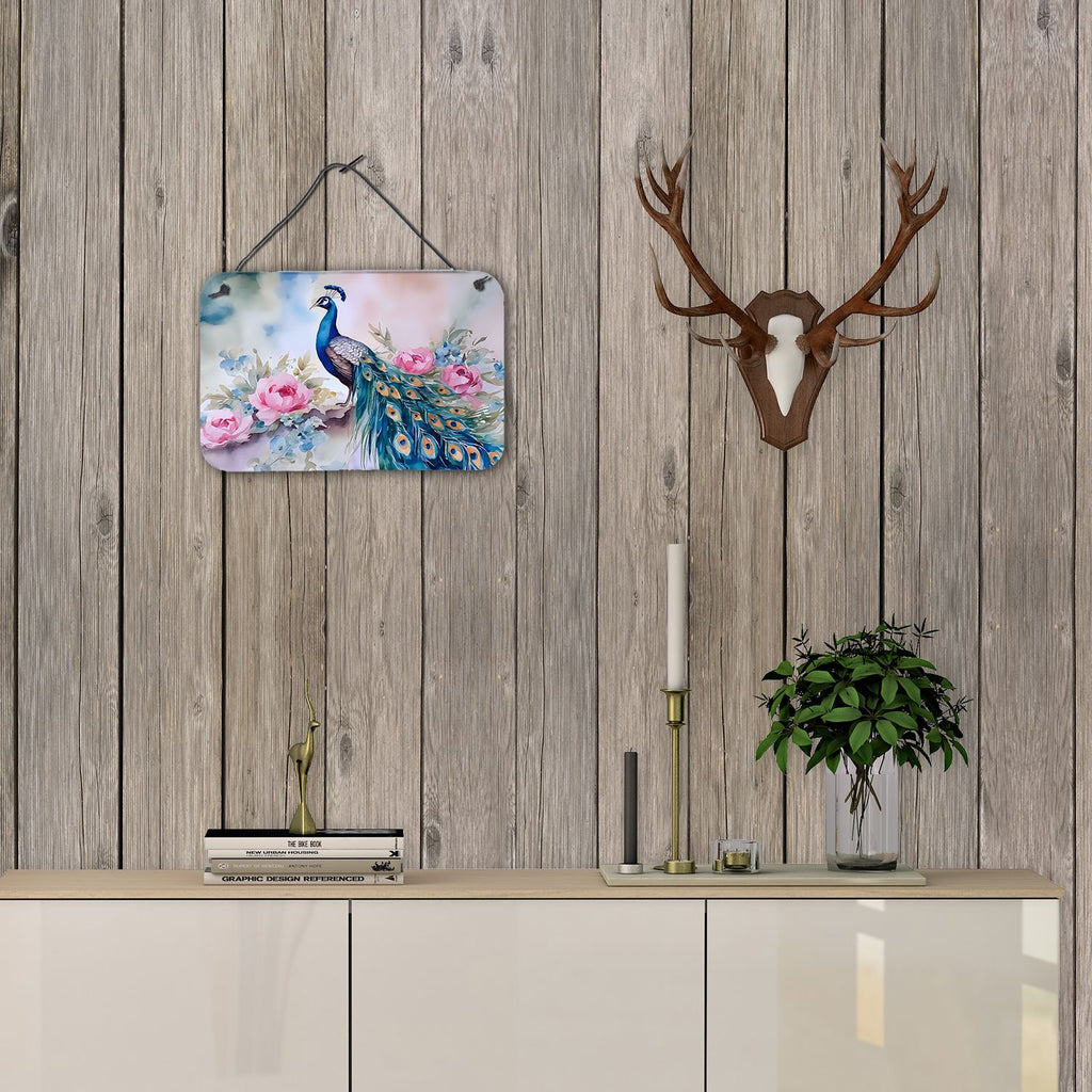 NEW Peacock Wall or Door Hanging Prints Aluminum Metal Sign Kitchen Wall Bar Bathroom Plaque Home Decor, 8HX12W, Multicolor