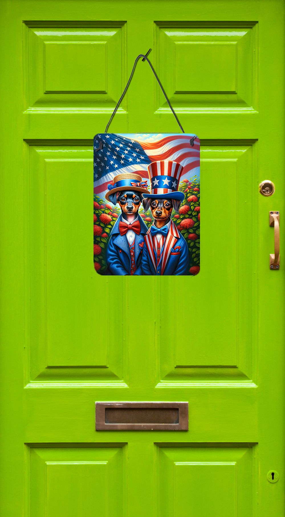 NEW All American Miniature Pinscher Wall or Door Hanging Prints Aluminum Metal Sign Kitchen Wall Bar Bathroom Plaque Home Decor Front Door Plaque, 12x16, Multicolor