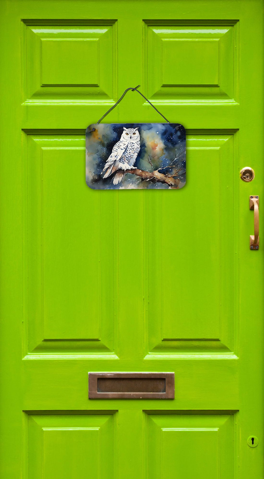 NEW Snowy Owl Wall or Door Hanging Prints Aluminum Metal Sign Kitchen Wall Bar Bathroom Plaque Home Decor, 8HX12W, Multicolor