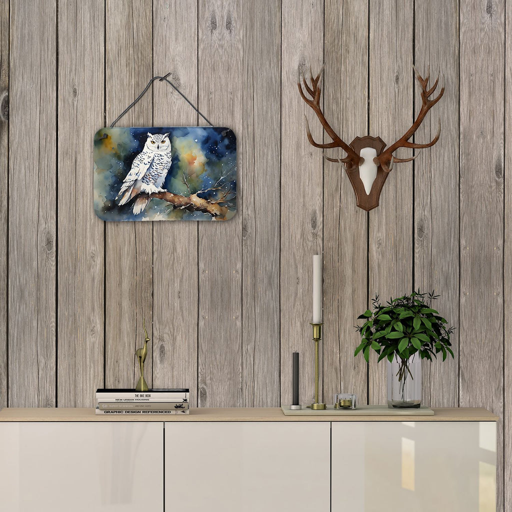 NEW Snowy Owl Wall or Door Hanging Prints Aluminum Metal Sign Kitchen Wall Bar Bathroom Plaque Home Decor, 8HX12W, Multicolor
