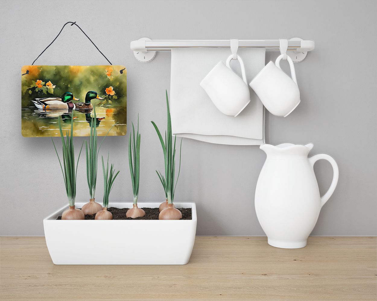 NEW Mallard Wall or Door Hanging Prints Aluminum Metal Sign Kitchen Wall Bar Bathroom Plaque Home Decor, 8HX12W, Multicolor