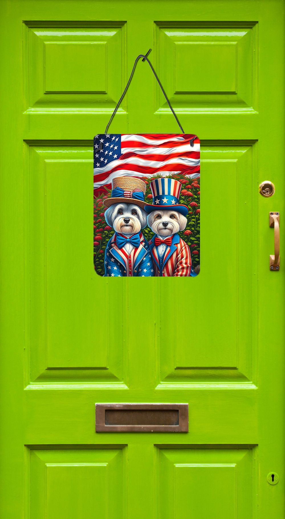 NEW All American Dandie Dinmont Terrier Wall or Door Hanging Prints Aluminum Metal Sign Kitchen Wall Bar Bathroom Plaque Home Decor Front Door Plaque, 12x16, Multicolor