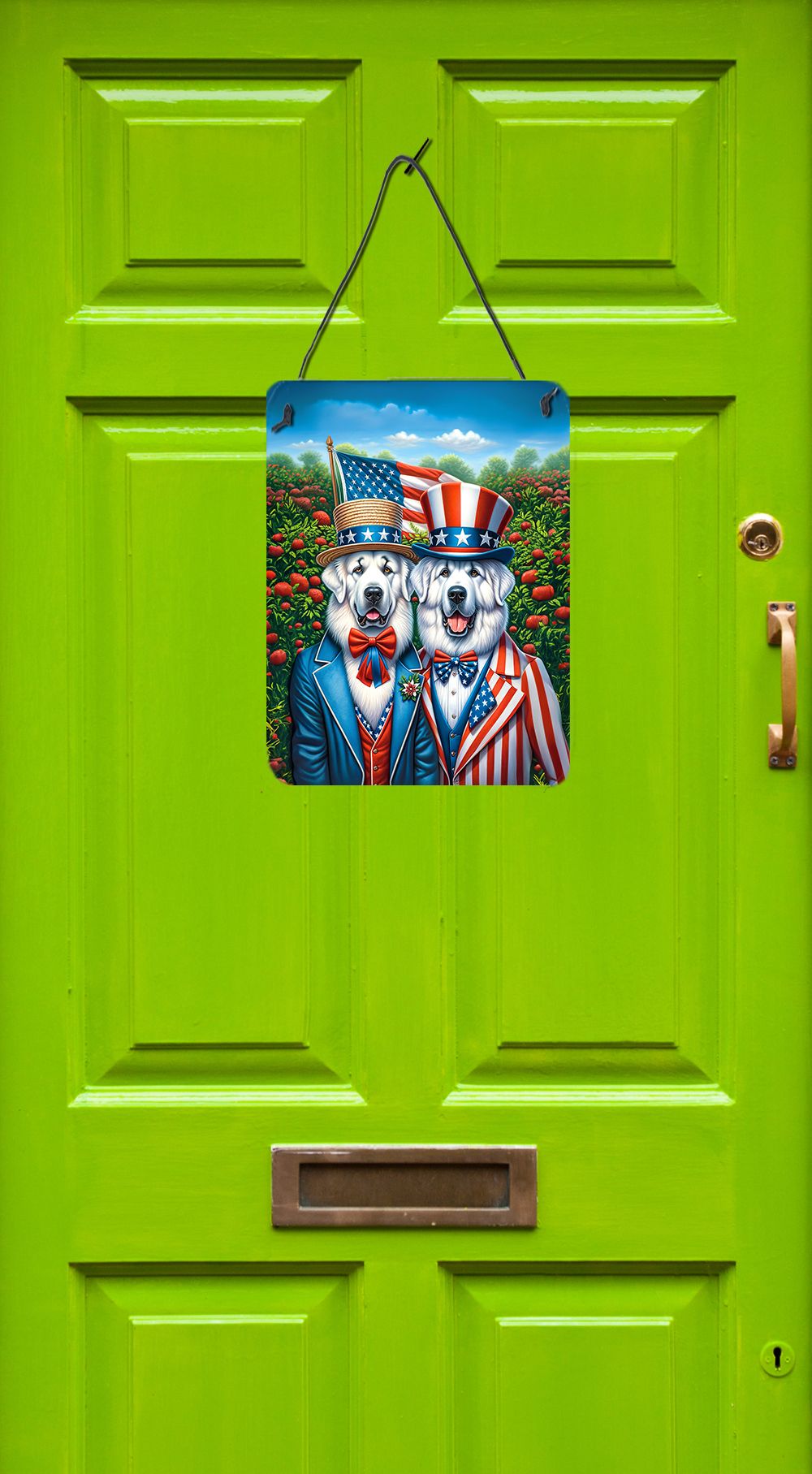 NEW All American Great Pyrenees Wall or Door Hanging Prints Aluminum Metal Sign Kitchen Wall Bar Bathroom Plaque Home Decor Front Door Plaque, 12x16, Multicolor