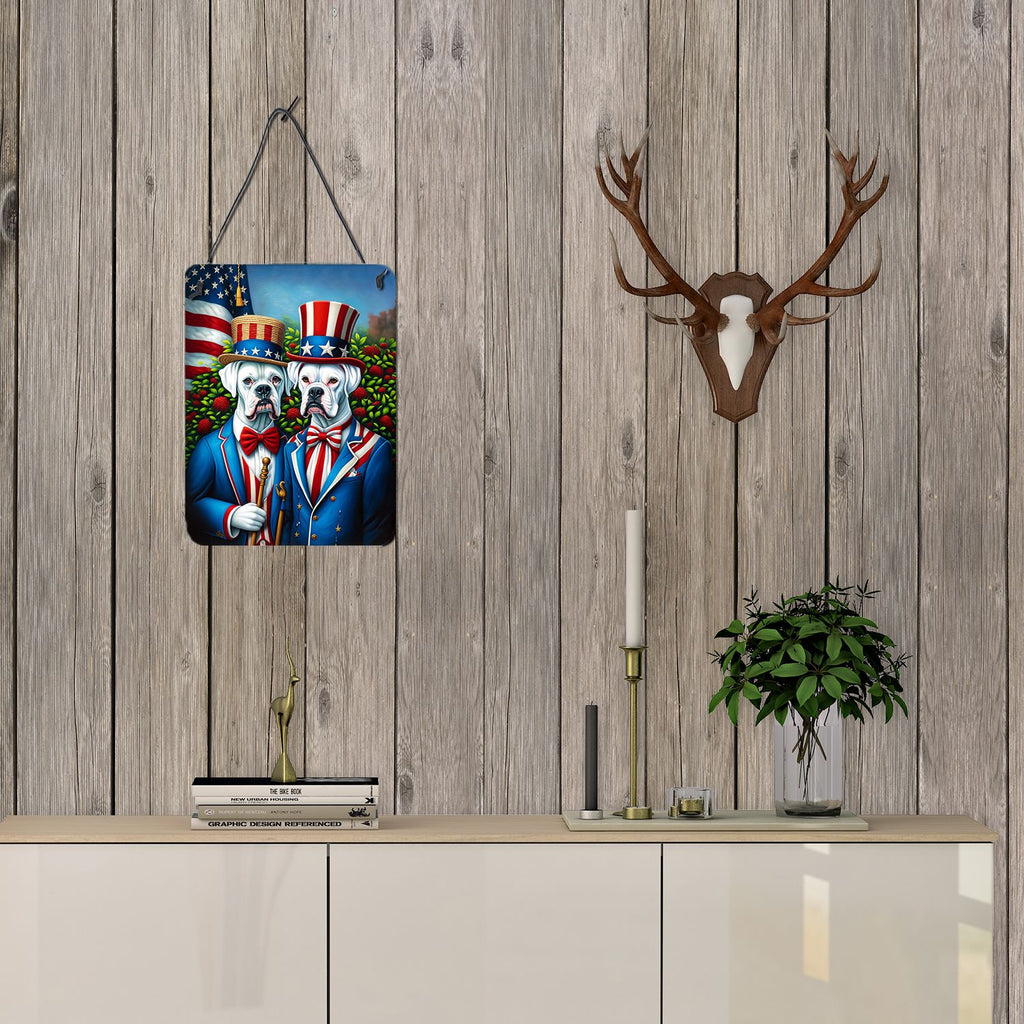 NEW All American White Boxer Wall or Door Hanging Prints Aluminum Metal Sign Kitchen Wall Bar Bathroom Plaque Home Decor Front Door Plaque, 12x16, Multicolor