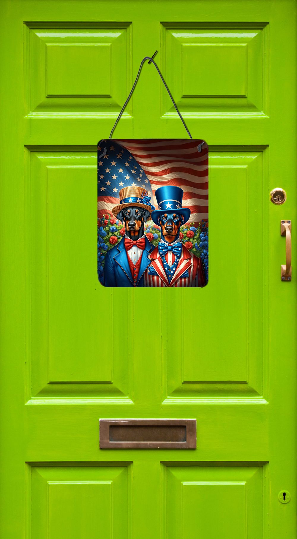 NEW All American Doberman Pinscher Wall or Door Hanging Prints Aluminum Metal Sign Kitchen Wall Bar Bathroom Plaque Home Decor Front Door Plaque, 12x16, Multicolor