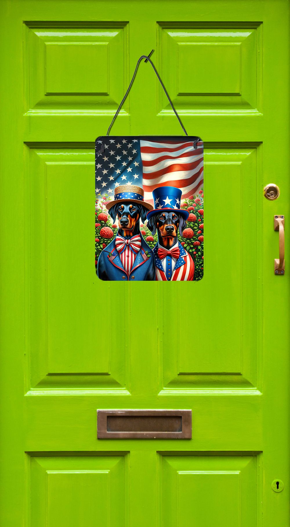 NEW All American Doberman Pinscher Wall or Door Hanging Prints Aluminum Metal Sign Kitchen Wall Bar Bathroom Plaque Home Decor Front Door Plaque, 12x16, Multicolor