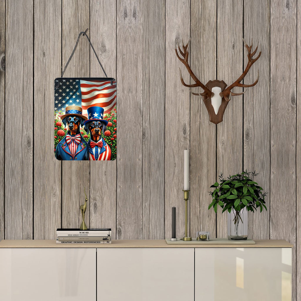 NEW All American Doberman Pinscher Wall or Door Hanging Prints Aluminum Metal Sign Kitchen Wall Bar Bathroom Plaque Home Decor Front Door Plaque, 12x16, Multicolor