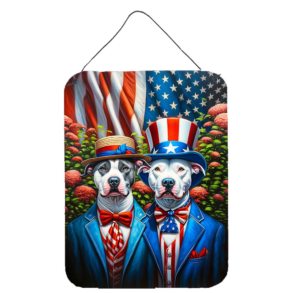 NEW All American Pit Bull Terrier Wall or Door Hanging Prints Aluminum Metal Sign Kitchen Wall Bar Bathroom Plaque Home Decor Front Door Plaque, 12x16, Multicolor