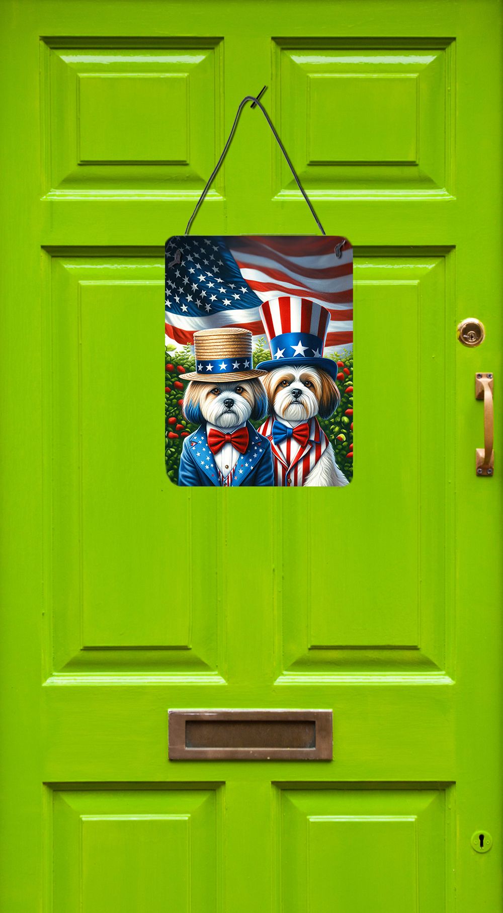NEW All American Lhasa Apso Wall or Door Hanging Prints Aluminum Metal Sign Kitchen Wall Bar Bathroom Plaque Home Decor Front Door Plaque, 12x16, Multicolor