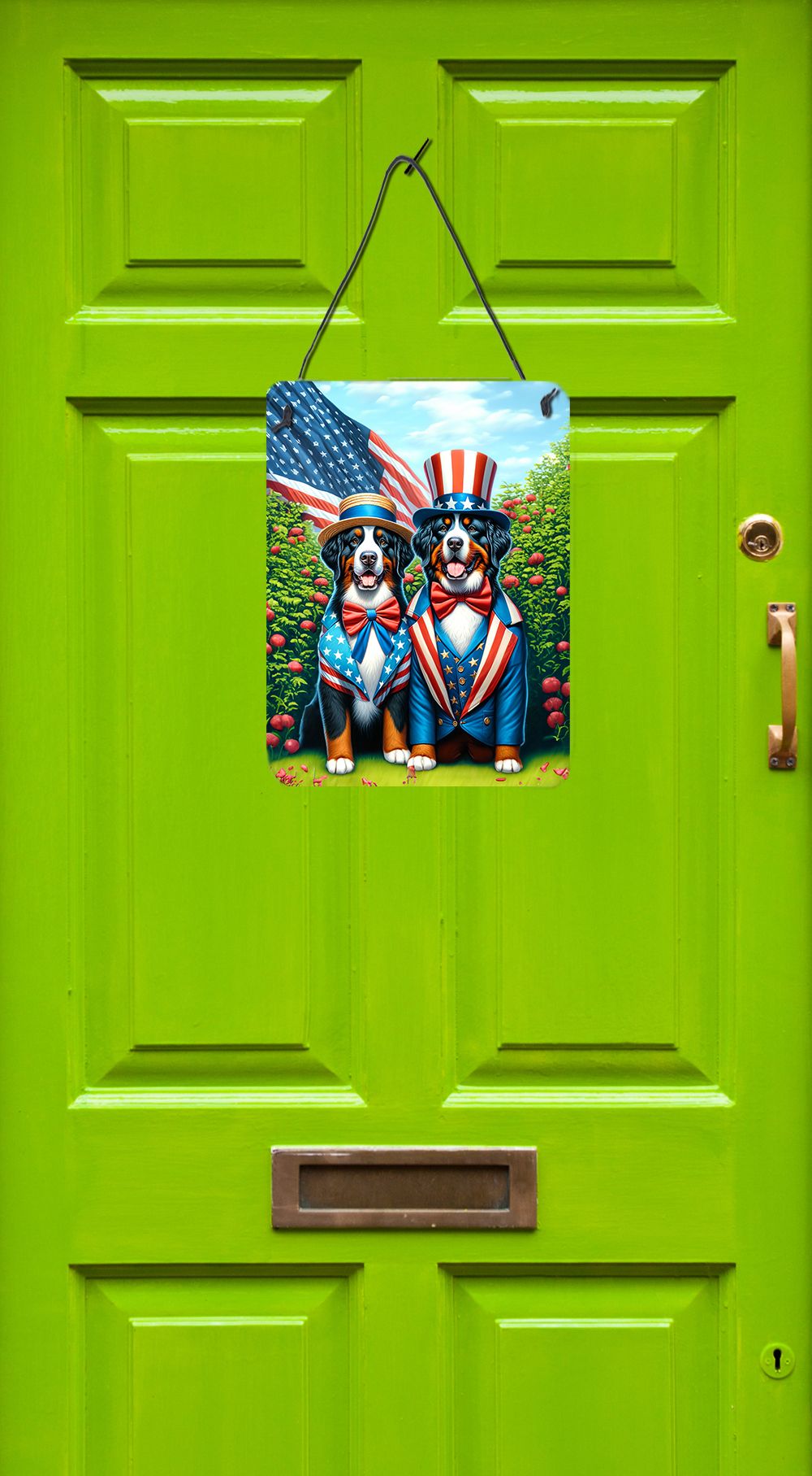 NEW All American Bernese Mountain Dog Wall or Door Hanging Prints Aluminum Metal Sign Kitchen Wall Bar Bathroom Plaque Home Decor Front Door Plaque, 12x16, Multicolor