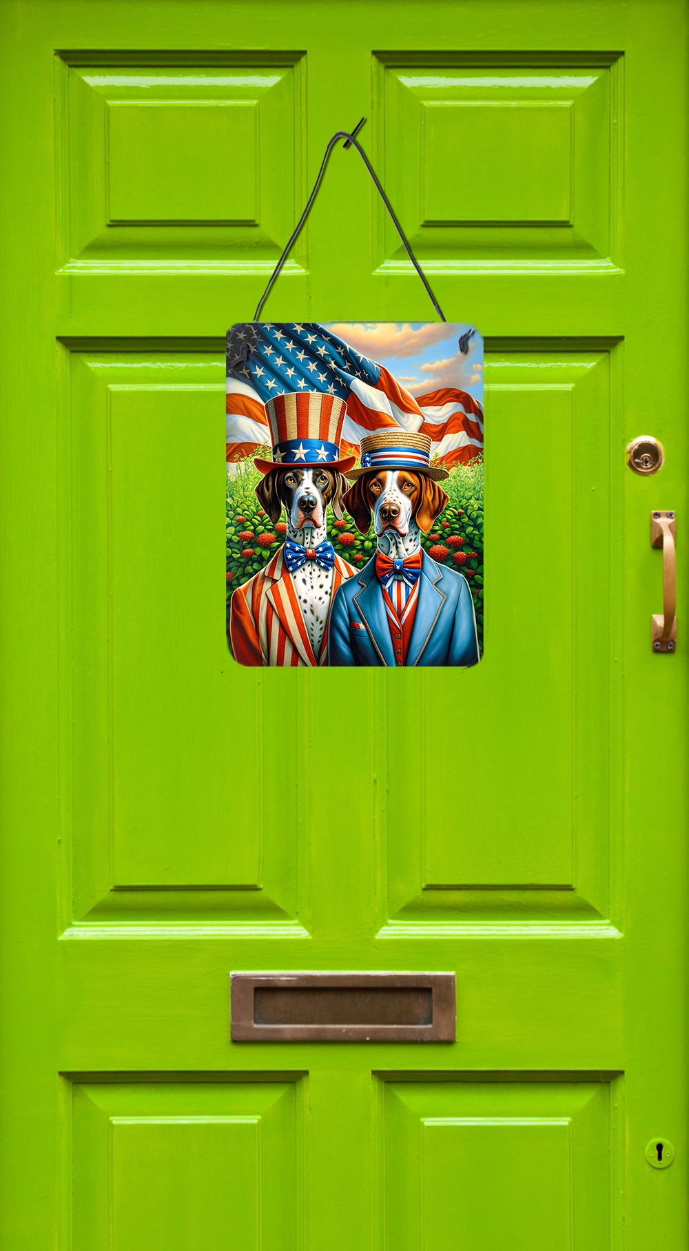 NEW All American Pointer Wall or Door Hanging Prints Aluminum Metal Sign Kitchen Wall Bar Bathroom Plaque Home Decor Front Door Plaque, 12x16, Multicolor