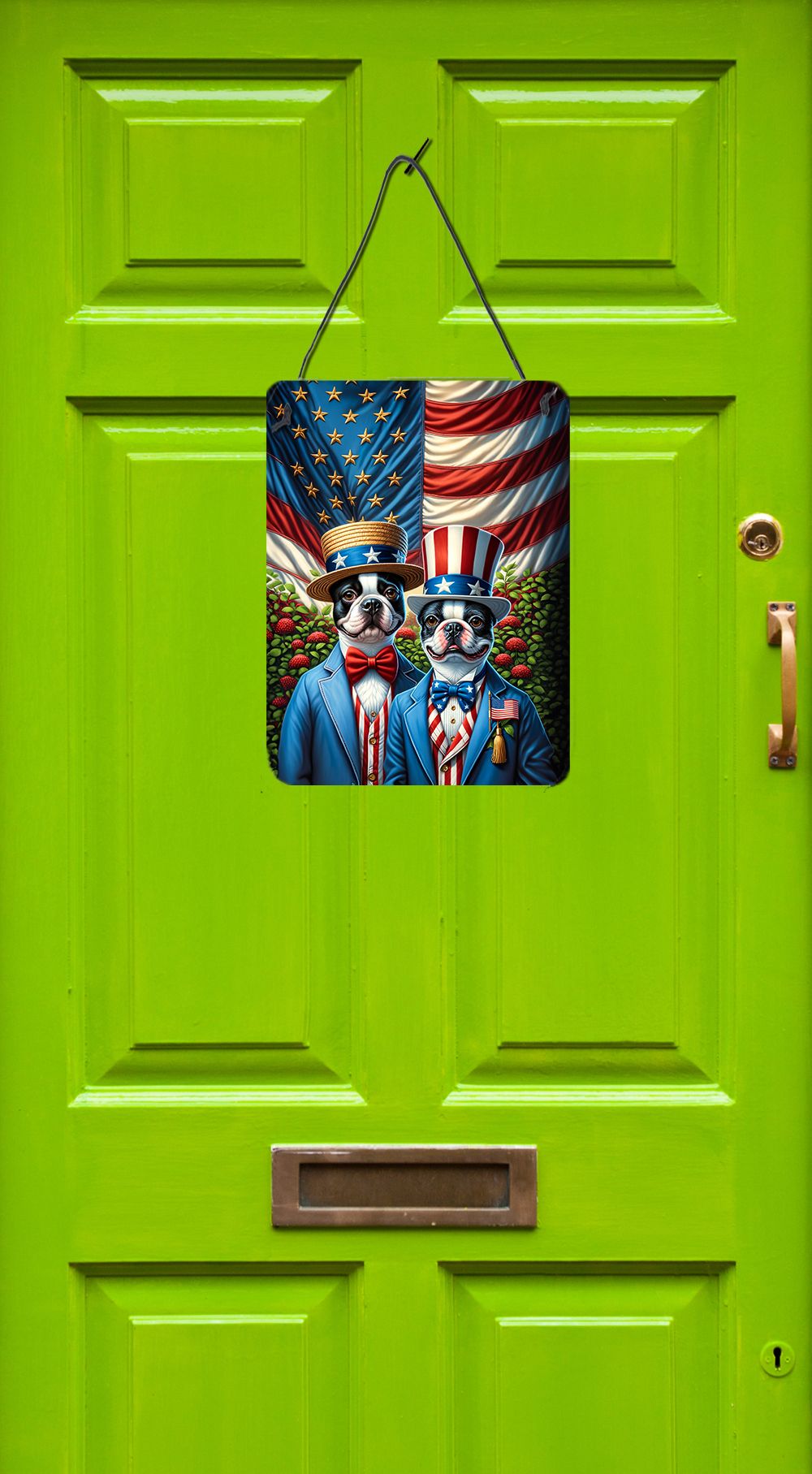 NEW All American Boston Terrier Wall or Door Hanging Prints Aluminum Metal Sign Kitchen Wall Bar Bathroom Plaque Home Decor Front Door Plaque, 12x16, Multicolor