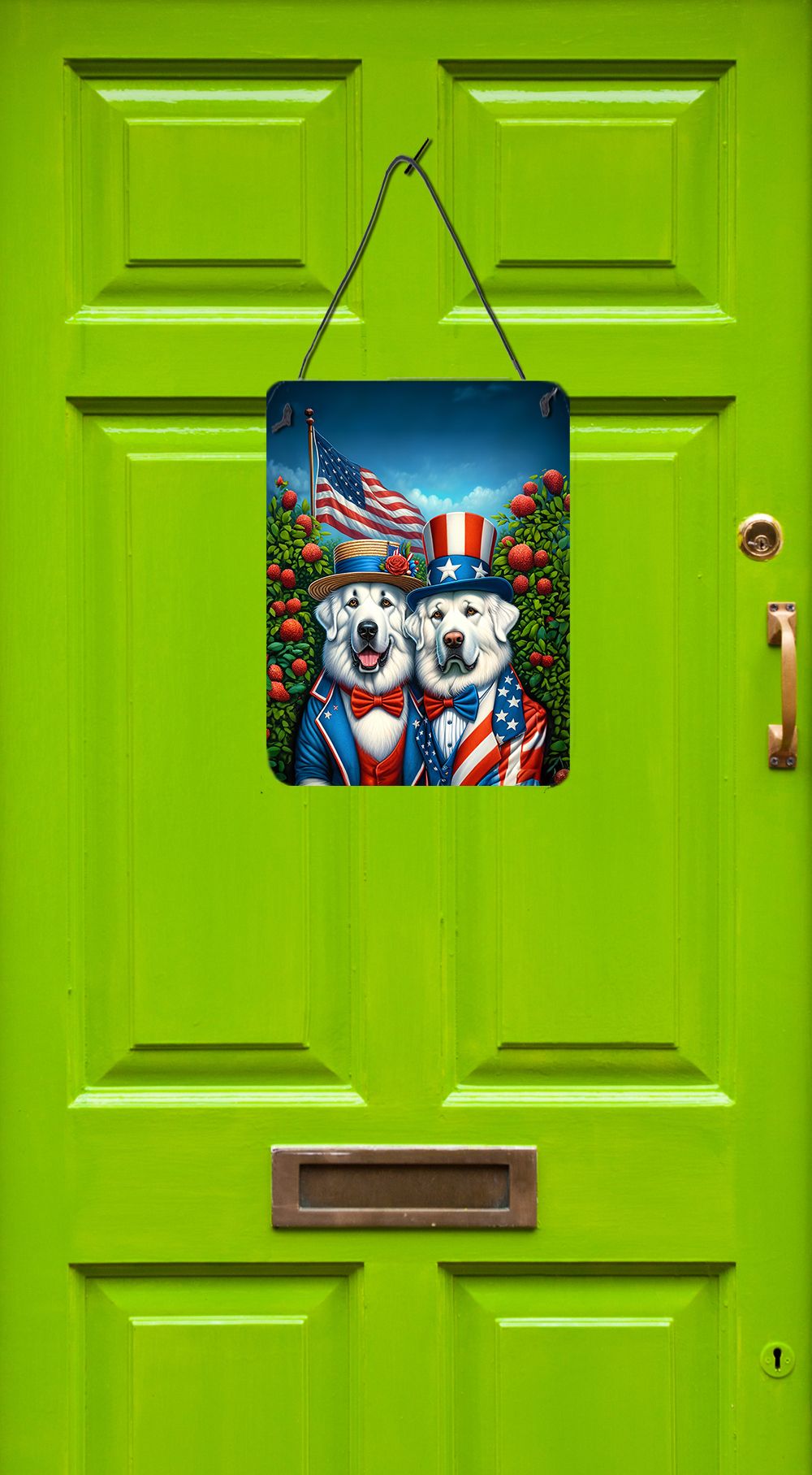 NEW All American Great Pyrenees Wall or Door Hanging Prints Aluminum Metal Sign Kitchen Wall Bar Bathroom Plaque Home Decor Front Door Plaque, 12x16, Multicolor