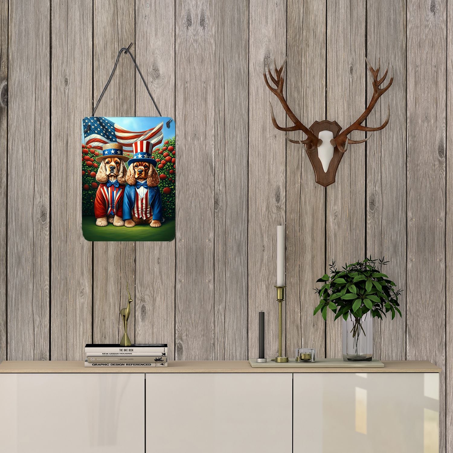 NEW All American Cocker Spaniel Wall or Door Hanging Prints Aluminum Metal Sign Kitchen Wall Bar Bathroom Plaque Home Decor Front Door Plaque, 12x16, Multicolor