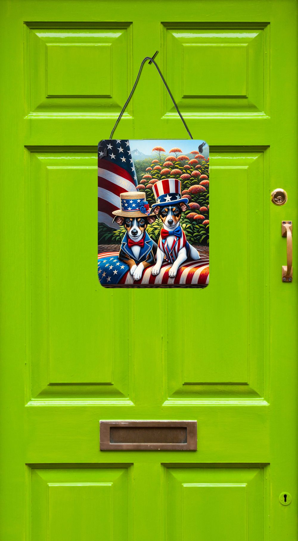 NEW All American Rat Terrier Wall or Door Hanging Prints Aluminum Metal Sign Kitchen Wall Bar Bathroom Plaque Home Decor Front Door Plaque, 12x16, Multicolor