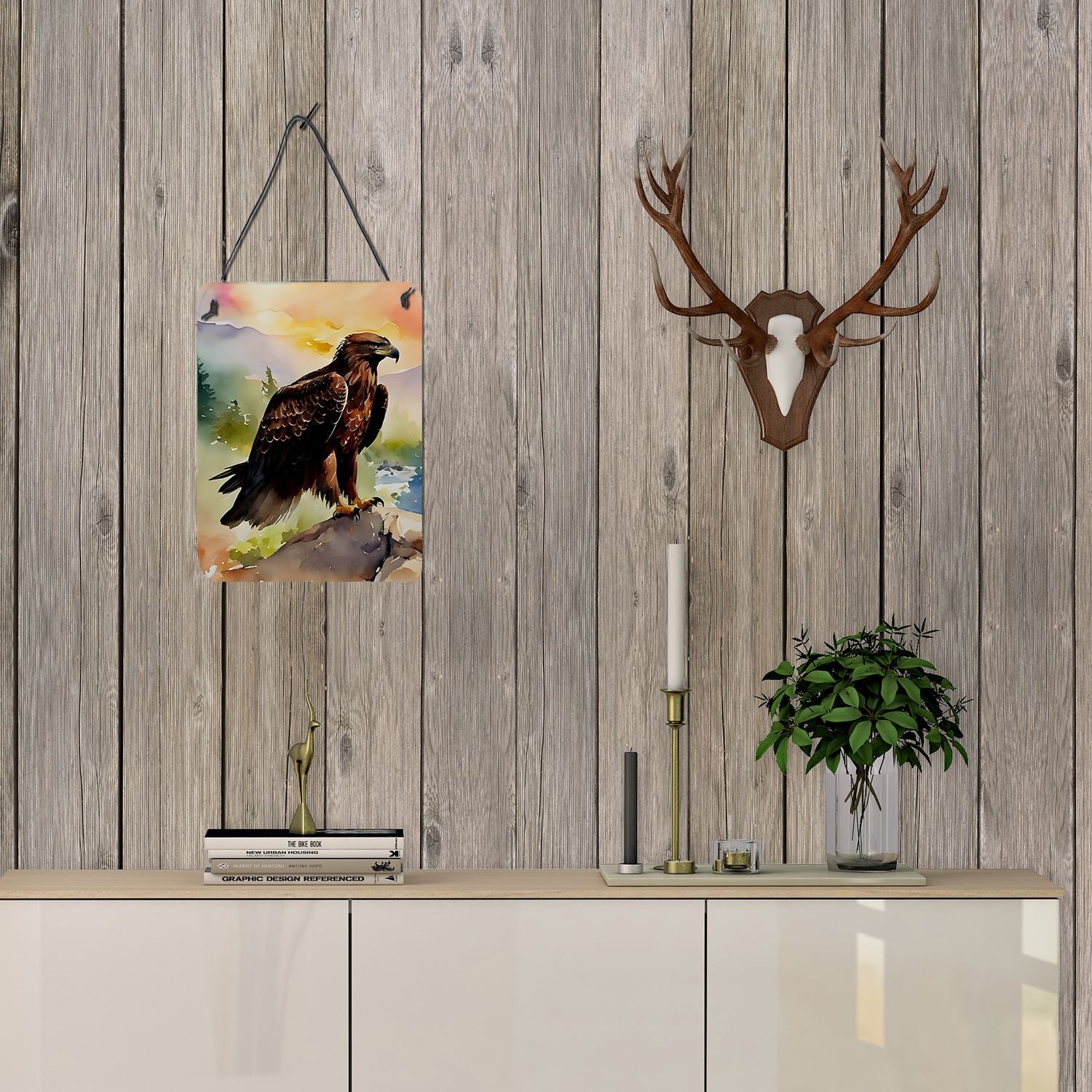 NEW Eagle Wall or Door Hanging Prints Aluminum Metal Sign Kitchen Wall Bar Bathroom Plaque Home Decor Front Door Plaque, 12x16, Multicolor