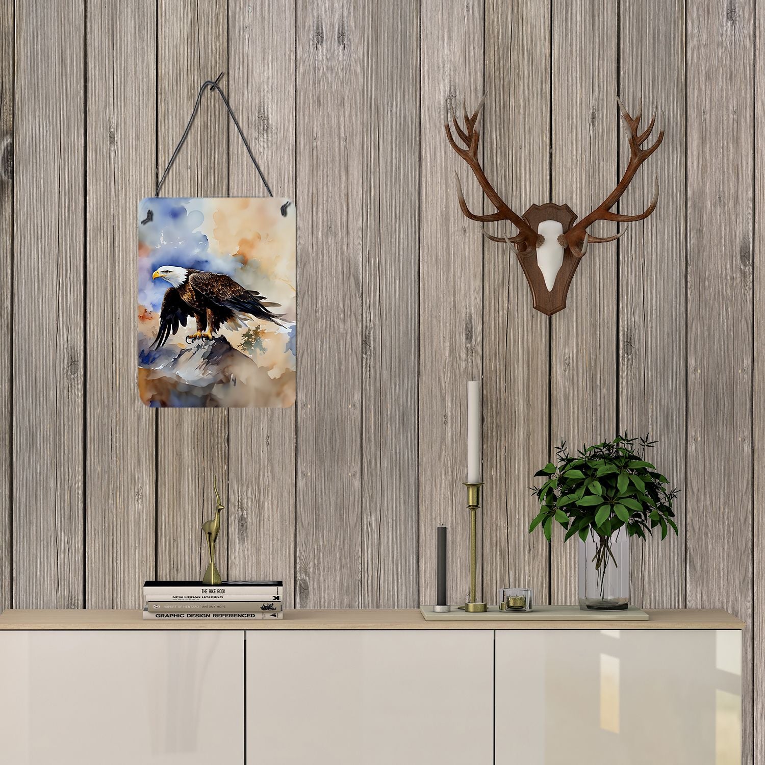 NEW Eagle Wall or Door Hanging Prints Aluminum Metal Sign Kitchen Wall Bar Bathroom Plaque Home Decor Front Door Plaque, 12x16, Multicolor