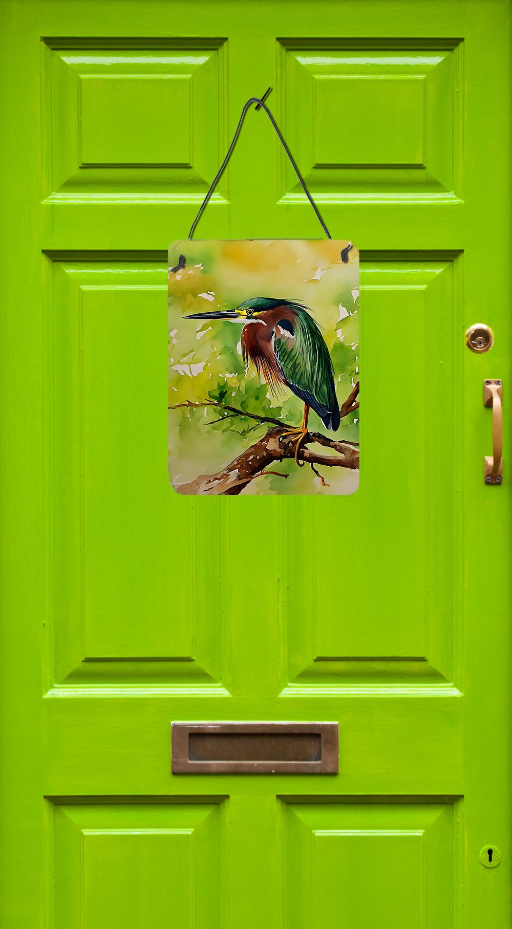 NEW Green Heron Wall or Door Hanging Prints Aluminum Metal Sign Kitchen Wall Bar Bathroom Plaque Home Decor Front Door Plaque, 12x16, Multicolor