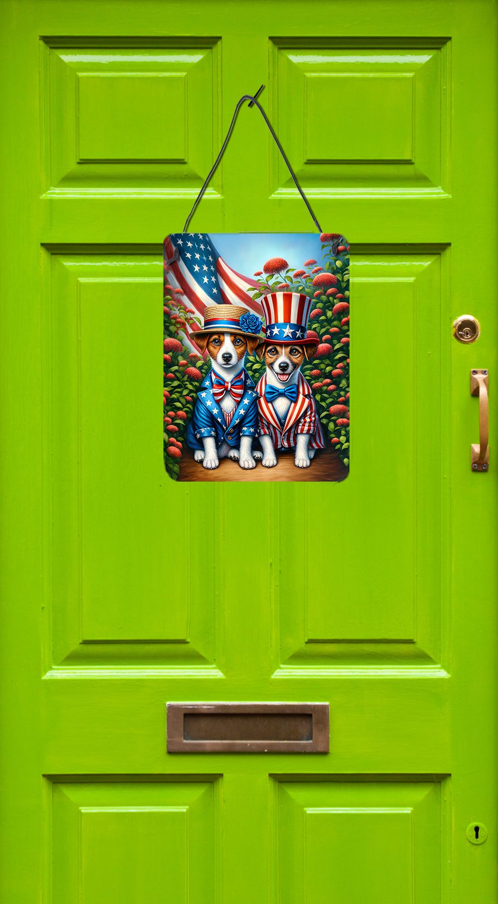 NEW All American Jack Russell Terrier Wall or Door Hanging Prints Aluminum Metal Sign Kitchen Wall Bar Bathroom Plaque Home Decor Front Door Plaque, 12x16, Multicolor