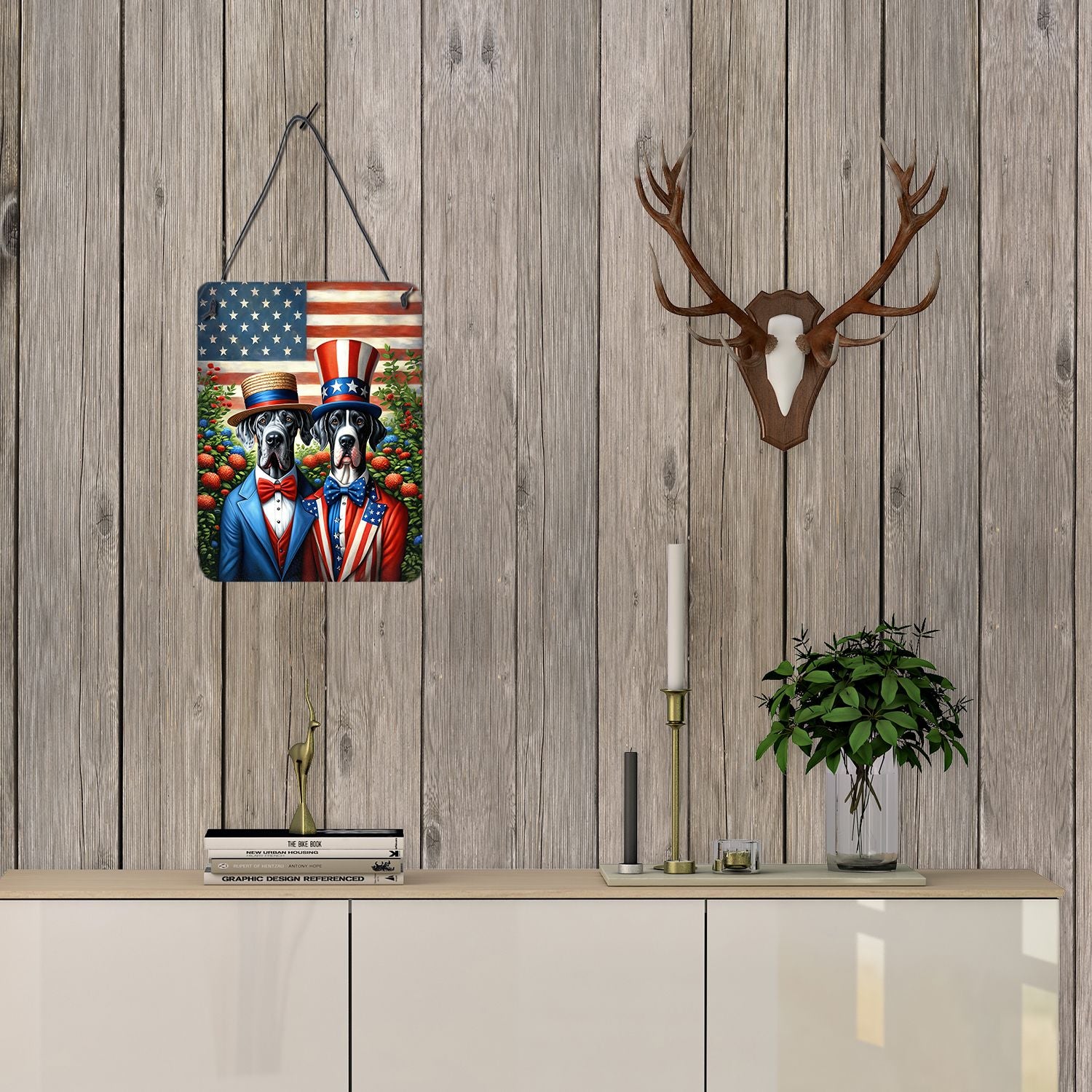 NEW All American Great Dane Wall or Door Hanging Prints Aluminum Metal Sign Kitchen Wall Bar Bathroom Plaque Home Decor Front Door Plaque, 12x16, Multicolor